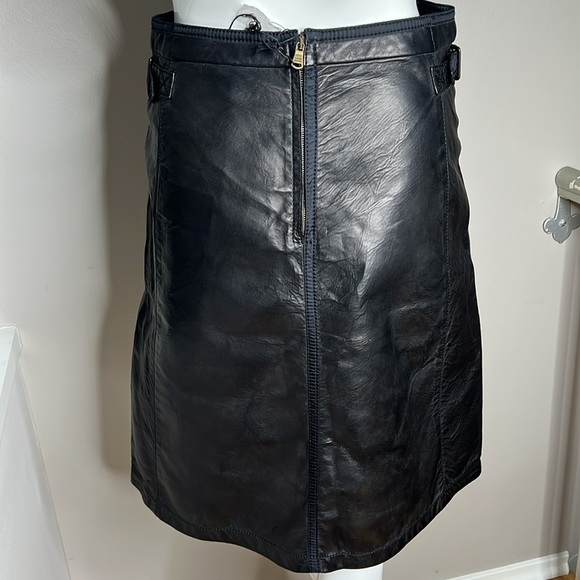 Tomas Maier Sz 0 Black Leather Midi Skirt New with Tags - Picture 5 of 9